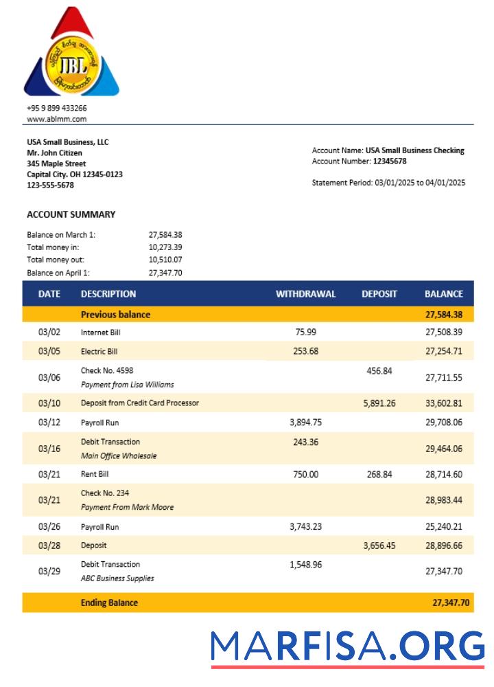 Blank Innwa business account statement Word and PDF template (1)